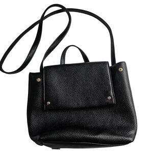 EUC A New‎ Day Convertible Crossbody Vegan Leather Flap Closure Backpack Black